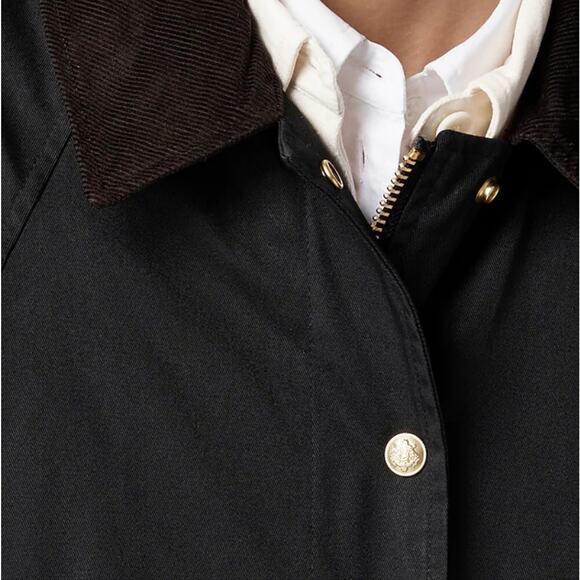 J.Crew NWT Long Barn Coat Black Waxed Twill Small Removable Quilted Vest - Picture 4 of 16